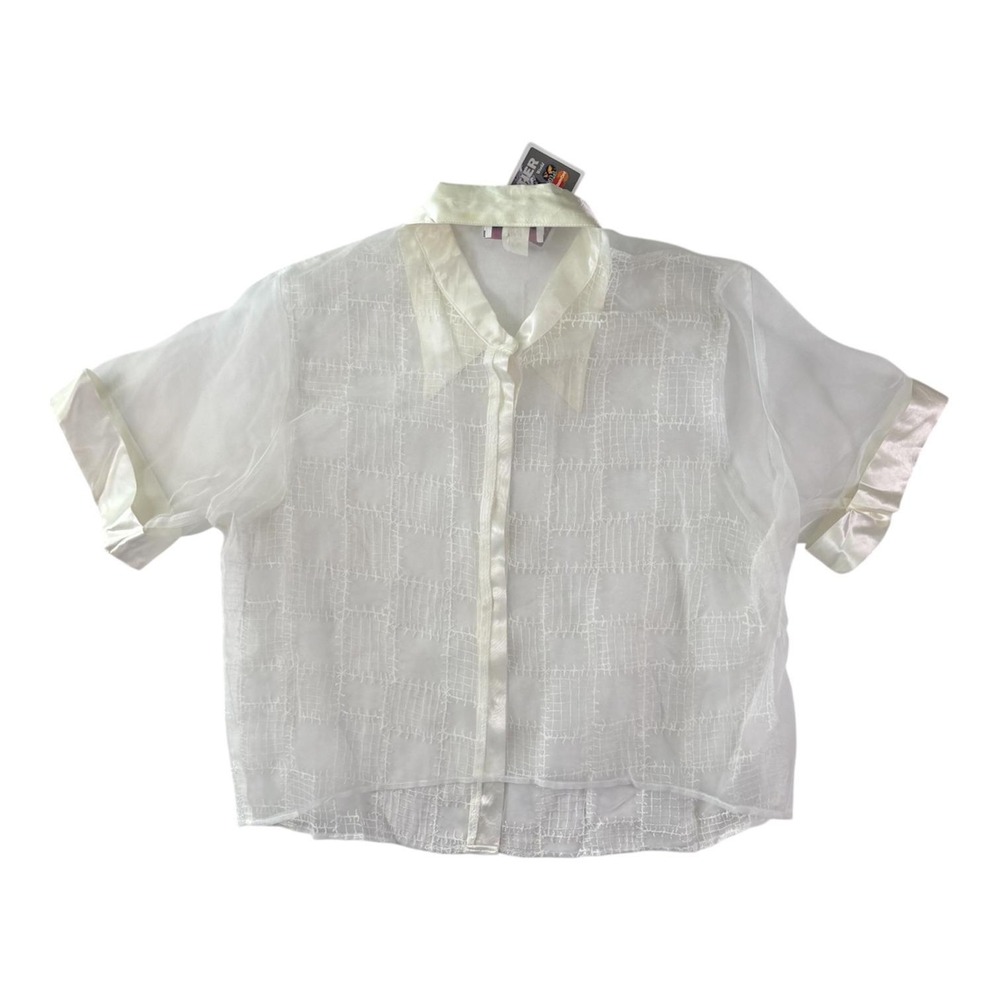 NWT Vintage Diana Marco Sheer Organza Top 20 90s Boxy‎ Ethereal Club Avant Garde - Picture 5 of 8